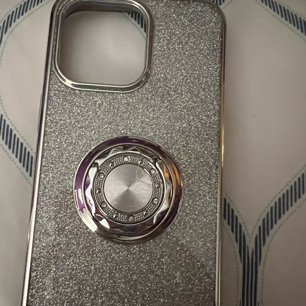 Silver glitter with ring iPhone 13pro case studded all around case